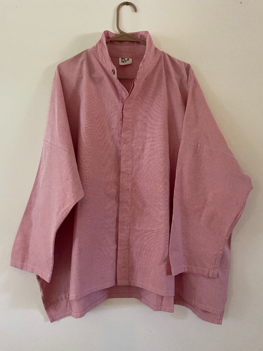 Planet by Lauren G Oversized Funky Blouse Modern OS in 100% cotton red chambry